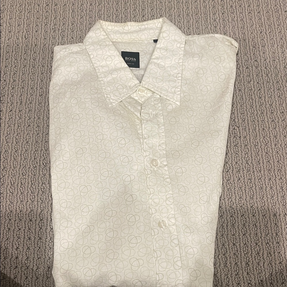 Boss Men's White Geometric Shirt